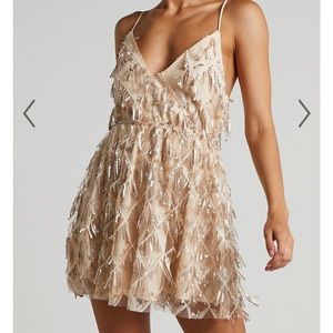 Gold Sequin Mini Dress